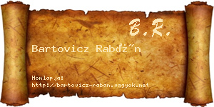 Bartovicz Rabán névjegykártya